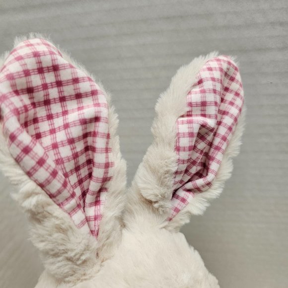Gitzy Plush Gingham Stuffed Animal Cream Bunny Rabbit with Bow Toy Decor - Picture 14 of 14